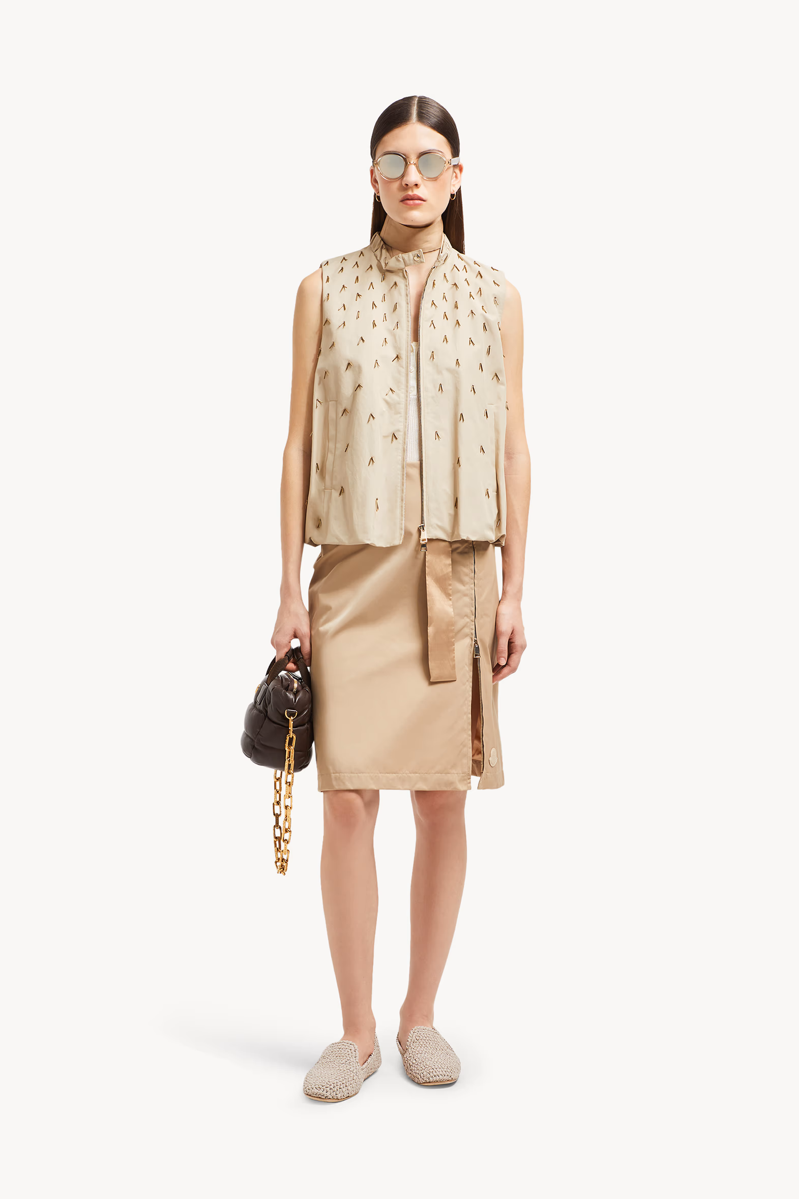 Jupe zippée Femmes Beige Moncler 0